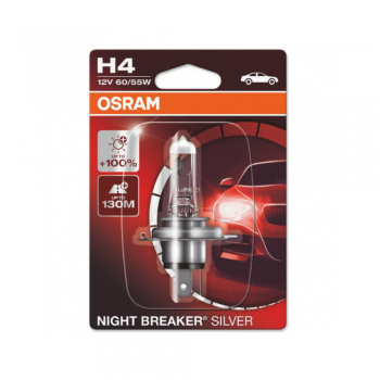 Bec auto cu halogen Osram H4 Night Breaker Silver +100%, 60/55W, 12V, P43T, 1 buc ieftin