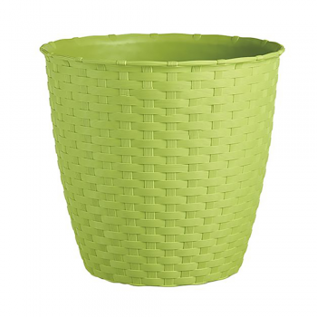 Ghiveci ratan Stefanplast, plastic, verde, 6.3 L, diametru 24 cm, 22.5 cm