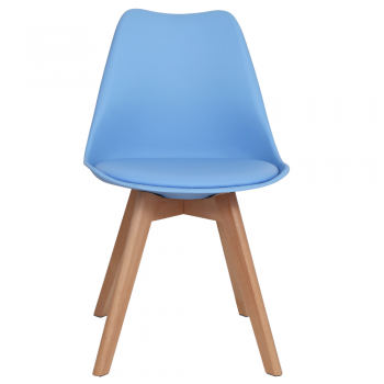 Scaun bucatarie tapitat albastru Depozitul de scaune Celia, piele ecologica, cadru lemn, max. 110 kg, 48.5 x 50 x 82.5 cm ieftin