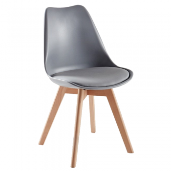 Scaun bucatarie tapitat gri Depozitul de scaune Celia, piele ecologica, cadru lemn, max. 110 kg, 48.5 x 50 x 82.5 cm ieftin