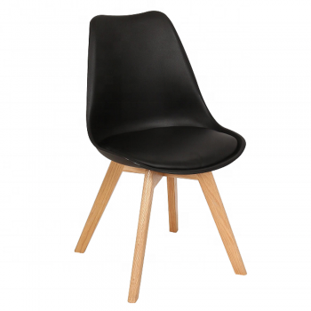 Scaun bucatarie tapitat negru Depozitul de scaune Celia, piele ecologica, cadru lemn, max. 110 kg, 48.5 x 50 x 82.5 cm ieftin