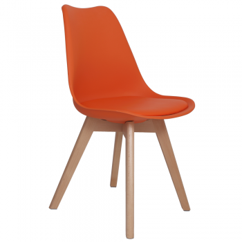 Scaun bucatarie tapitat portocaliu Depozitul de scaune Celia, piele ecologica, cadru lemn, max. 110 kg, 48.5 x 50 x 82.5 cm ieftin