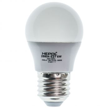 Bec LED dimabil 6W Hepol, E27, sferic, lumina calda ieftin