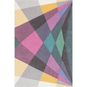 Covor modern Sintelon Pastel  30SKS, polipropilena, model geometric multicolor, 80 x 150 cm
