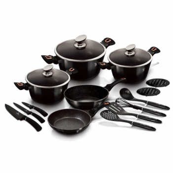 Set oale marmorate 17 piese Shiny Black Berlinger Haus BH 7045 ieftina