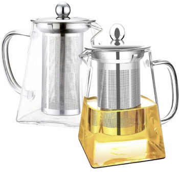 Set 2 ceainice cu infuzor Quasar & Co, 350 ml, recipiente pentru ceai cu infuzor si capac ieftin
