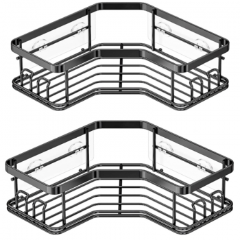 Set 2 etajere de colt, Quasar & Co, suspendate, metal, 24,5 x 24,5 x 6,5/22 x 22 x 6.5 cm, negru