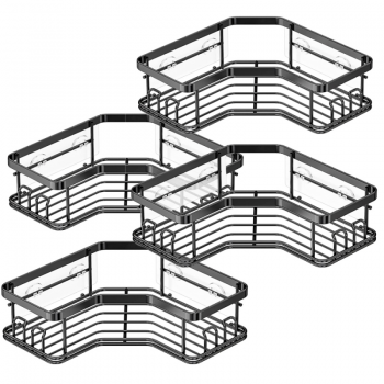 Set 4 etajere de colt, Quasar & Co, suspendate, metal, 24,5 x 24,5 x 6,5/22 x 22 x 6.5 cm, negru