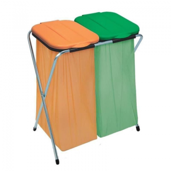 Suport pentru 2 saci de gunoi Strend Pro Ecofix, 66x42x78 cm, verde/portocaliu ieftin