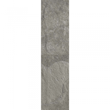 Gresie portelanata interior-exterior Kai Ceramics Samos, gri, aspect de piatra, finisaj rustic, 15,5 x 60,5 cm