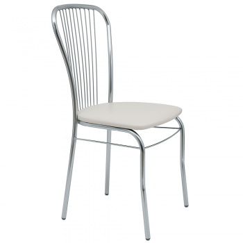 Scaun bucatarie tapitat crem IP21834 Depozitul de scaune Arco, tapiterie piele ecologica, cadru metal argintiu, max. 110 kg, 46 x 48 x 93 cm ieftin