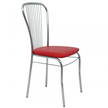 Scaun bucatarie tapitat rosu IP21900 Depozitul de scaune Arco, tapiterie piele ecologica, cadru metal argintiu, max. 110 kg, 46 x 48 x 93 cm ieftin