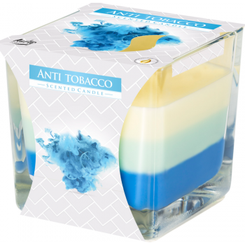 Lumanare parfumata Bispol, pahar transparent, Anti-Tabac, 80 x 80 mm