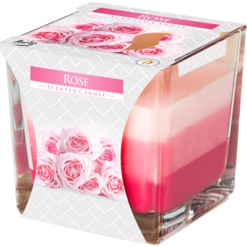 Lumanare parfumata Bispol, pahar transparent, trandafir, 80 x 80 mm ieftina