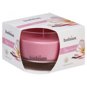 Lumanare parfumata Bolsius True Scents, roz, magnolie, 63 x 90 mm ieftina