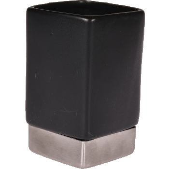 Pahar de baie MSV Nhale, ceramica, negru, 6.5 x 6.5 x 11 cm