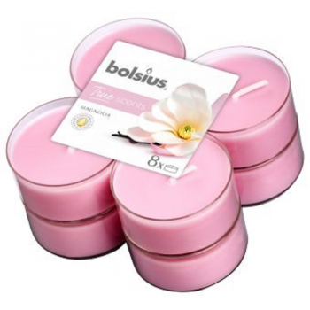 Set 8 lumanari parfumate tip pastila maxi Bolsius, roz, magnolie ieftina