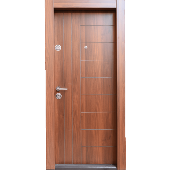 Usa metalica pentru exterior Arta Door 309,  MDF laminat, deschidere dreapta, culoare nuc, 880 x 2010 mm