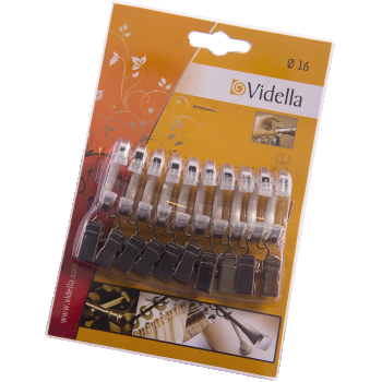 Accesorii galerie - inele + clips Vidella Fenix, nichel, D16 mm