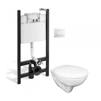 Pachet toaleta Roca-Fayans, rezervor ingropat, WC suspendat, ceramica, alb ieftin