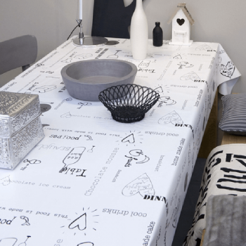 Fata de masa, model table dinner, pvc, alb, negru, 140 cm