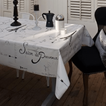 Fata de masa Salon de Provence, pvc, alb + gri + negru, 140 cm