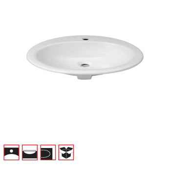 Lavoar oval Roca Neo Zoom, montaj incastrat, ceramica, alb, 56 x 46 x 17.5 cm ieftin