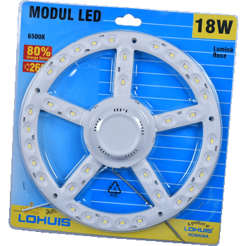 Modul LED circular Lohuis, driver inclus, 18W, lumina rece, 220 mm