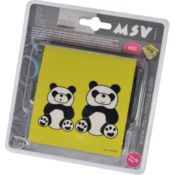 Suport hartie igienica MSV Panda, plastic-inox, galben, 13 x 15 x 11,5 cm