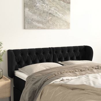vidaXL Tăblie de pat cu aripioare negru 147x23x78/88 cm catifea