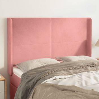 vidaXL Tăblie de pat cu aripioare, roz, 147x16x118/128 cm, catifea