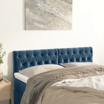 vidaXL Tăblii de pat, 2 buc, albastru închis, 72x7x78/88 cm, catifea