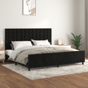 vidaXL Cadru de pat cu tăblie, negru, 200x200 cm, catifea
