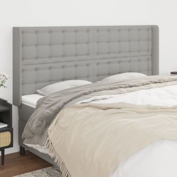 vidaXL Tăblie de pat cu aripioare gri deschis 183x16x118/128 cm textil