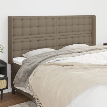 vidaXL Tăblie de pat cu aripioare gri taupe 183x16x118/128 cm textil