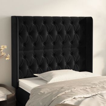vidaXL Tăblie de pat cu aripioare, negru, 103x16x118/128 cm, catifea