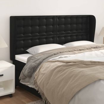 vidaXL Tăblie de pat cu aripioare, negru, 183x23x118/128 cm, piele eco