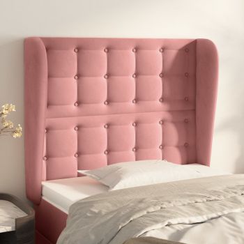 vidaXL Tăblie de pat cu aripioare, roz, 93x23x118/128 cm, catifea