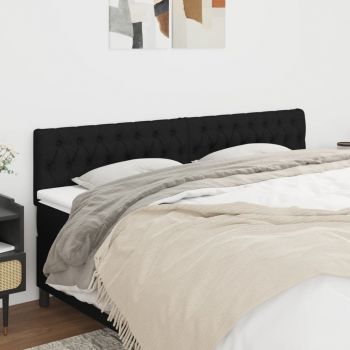 vidaXL Tăblii de pat, 2 buc, negru, 90x7x78/88 cm, textil