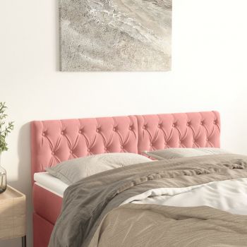 vidaXL Tăblii de pat, 2 buc, roz, 72x7x78/88 cm, catifea