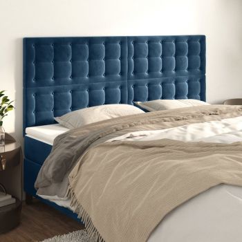 vidaXL Tăblii de pat, 4 buc, albastru închis, 100x5x78/88 cm, catifea