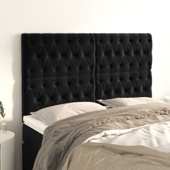 vidaXL Tăblii de pat, 4 buc, negru, 72x7x78/88 cm, catifea