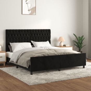 vidaXL Cadru de pat cu tăblie, negru, 180x200 cm, catifea