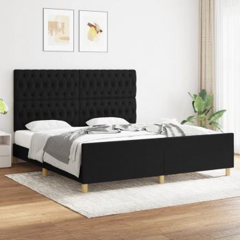 vidaXL Cadru de pat cu tăblie, negru, 180x200 cm, textil