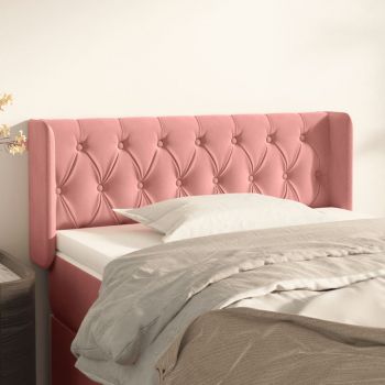 vidaXL Tăblie de pat cu aripioare roz 93x16x78/88 cm catifea
