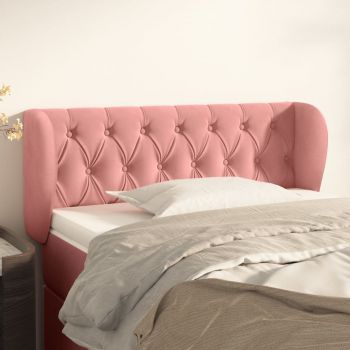 vidaXL Tăblie de pat cu aripioare roz 93x23x78/88 cm catifea
