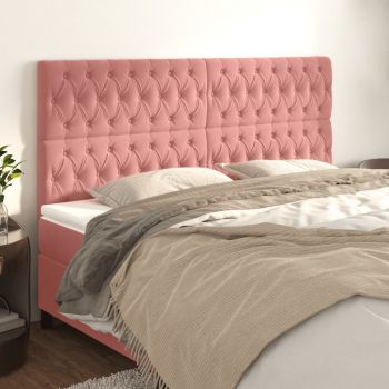 vidaXL Tăblii de pat, 4 buc, roz, 100x7x78/88 cm, catifea