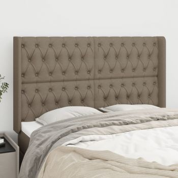 vidaXL Tăblie de pat cu aripioare, gri taupe, 163x16x118/128cm, textil