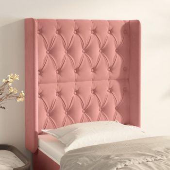 vidaXL Tăblie de pat cu aripioare, roz, 83x16x118/128 cm, catifea