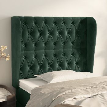 vidaXL Tăblie pat cu aripioare verde închis 103x23x118/128 cm catifea
